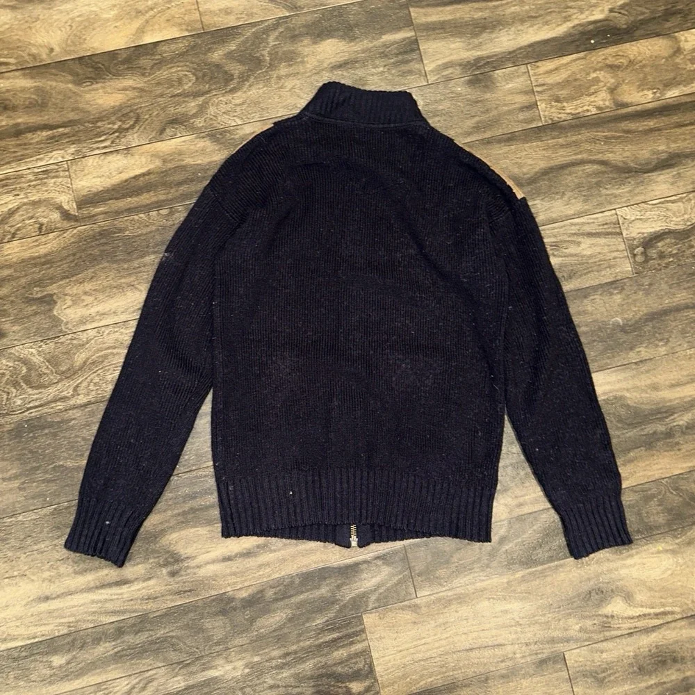 Vintage Eddie Bauer Merino Wool Full-Zip Sportsman Sweater Men's Size S Navy